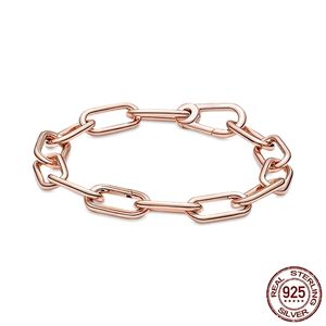 Me link corrente pulseira de ouro rosa real 925 prata caber encantos pandora originais diy marca jóias que fazem presente para amigo