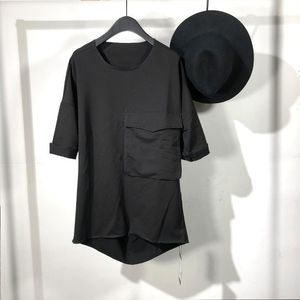 Men's T-Shirts Short Sleeve Shirt Summer Dark Round Collar Big Pocket Design Three-Dimensional Tailoring Trend Personality T-Shirt