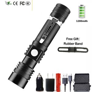 New Super Bright T6/L2/V6 LED Flashlight Super Bright Light 3 Modes Rechargeable Zoom Bicycle Light Using 18650 Battery