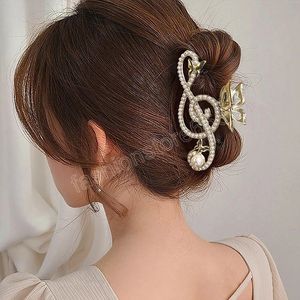 Women Elegant Music Note Shape Hair Clips Luxury Rhinestone Clamps Ponytail Clip Hair Accessories For Girls Headwear accessory