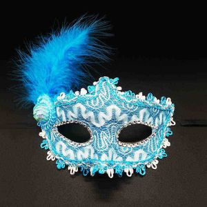 Färgglad Halloween Feather Eye Mask Women Girls Princess Sexig Masquerade Masks Dance Birthday Party Carnival Props Christmas