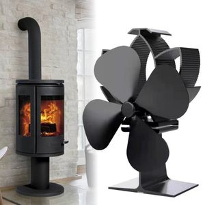 Black Fireplace 4 Blades Heat Powered Stove Fan Log Wood Ecofan Quiet For Home Efficient Distribution 220505