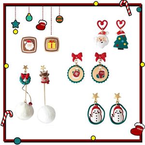 Dekoracje świąteczne srebrne igły japońskie i koreańskie kolczyki moda piękne słodkie kreatywne kolczyki uliczne