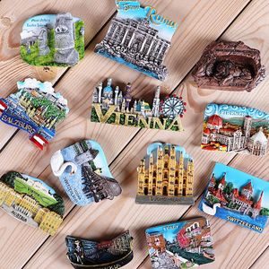 Magnetic refrigerator magnets Italy Switzerland Chile Austria European countries Tourist attractions souvenir Home decoration 220718