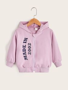 Toddler Boys Zip Up Number and Letter Graphic Hoodie SHE