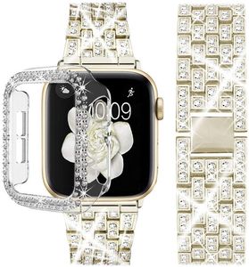 Cinturini per orologi in strass in metallo con custodie in diamanti per cinturino Apple 8 7 6 5 4 3 2 1 SE8 Iwatch 38mm 44mm 42MM 40MM 45mm 49mm 41mm Custodia per orologio di design di moda di lusso