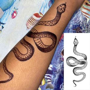 Nxy tillfällig tatuering mode klistermärken för kvinnor män svart orm vattentät falsk midja kropp arm mörk tatu stor storlek 0330