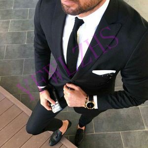 Handsome Double-Breasted Tuxedos Groom Peak Lapel Men Suits Mens Wedding Tuxedo Costumes De Pour Hommes Jacket Pants Tie Y601