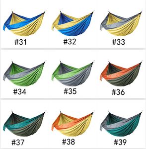 44 colori 270x140cm Paracadute Outdoor Amaca Pieghevole Pieghevole da campeggio Swing Letto Appeso Nylon Amaca Amaca con corde Carabinetrici