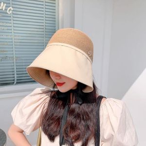 BERETS SOMMERSTIL Big Brim Stitching Straw Hat Female Scenic Bandage Travel Full Face Sun Equestrian Tide Men SA712BERETS