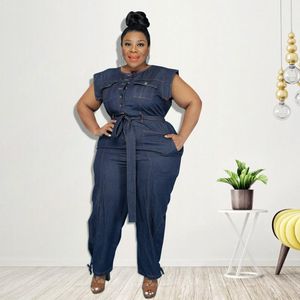 Women's Plus Size Pants Women Jean Jumpsuit 2022 Summer One Piece Outfits Casual Lady Sexy Button Club Clothing Fall Fashion Denim PantsWome