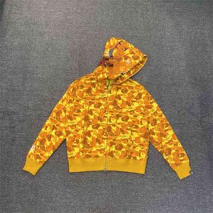 Camouflage casual da uomo Felpe con cappuccio felpa da bagno scimmia cardigan Hip Hop lettere manica lunga stampa squalo donna uomo coppie con cappuccio 23DQVSI