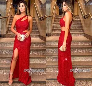 Disponibile Sirena Abiti da sera da ballo Sexy Lungo High Side Split Backless Paillettes Abiti da festa Abito da damigella d'onore Custom Made BC1663