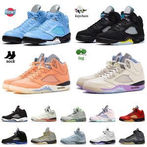Jumpman 5 Basketball Shoes Designer Mens Woman 5s OG Sneakers Authentic White Concord Green Bean UNC Aqua Mars For Her Racer Blue Raging Bull Off Trainers 36-47