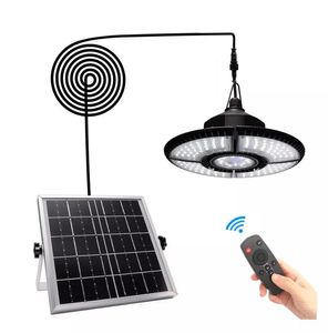 Solar Powered Pendant Lights Outdoor Shed Hanging Lamp with Remote Control 4 Leaf LED Wall Light for Garage Tent Corridor