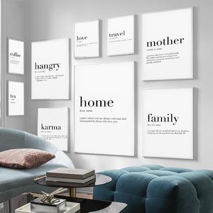 Wholesale pictures quotes for sale - Group buy Paintings Home Mother Travel Love Family Definition Quotes Posters And Prints Art Canvas Painting Wall Pictures For Living Room DecorPaintin