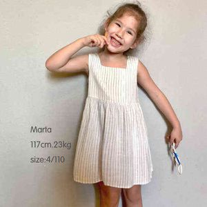 Summer Baby Girl Dress Bez rękawów Szelki księżniczki Dzieci Ubranie Strasowane noszenie bawełnianych białych dzioknych mody 1-7 lat G220506