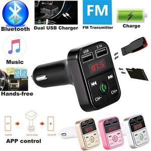 Samochód Bluetooth 5.0 Nadajnik FM Adapter Wireless Adapter MIC Audio Odbiornik Auto Odtwarzacz MP3 2.1A Dual USB Szybka ładowarka B2 X2 C4