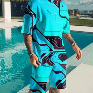 Yaz Takım Mens Tshirt Trailtsuit Giysileri Set Büyük Boy Kısayollu Sweatshirt Marka Gevşek Trend Spor Giyim Erkek Şort 220602