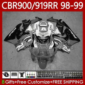 Corpo de OEM para Honda CBR900RR CBR919RR 99RR 900RR 98 99 Bodywork 127No.176 CBR919 CBR900 RR CBR 900 919 RR CC 1998 1999 900cc 919cc 1998-1999 Kit de justo cinza preto