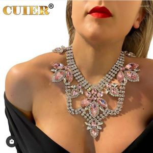 Pendant Necklaces Elegant Women Necklace For Wedding Light Rose Crystal Rhinestones SS28 Top Shiny Statement Jewelry Drag QueenPendant Sidn2