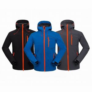 M-4XL Outdoor Mens Sports Waterproof Jackets Wear For Man Soft Shell Stand Neck Hooded Camping Windbreaker Outerwear 1558