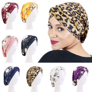 Mulheres impressam o chapéu de câncer Chemo Cap Muslim Braid Head Sconhe Turban Head Wrap Lobra Ramadan PERda de cabelo Islâmico Cabeça