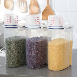Storage Bottles & Jars High Quality PP Cereal Dispenser Box Kitchen Food Grain Rice Containers With Measuring Cup &OrganizationStorage