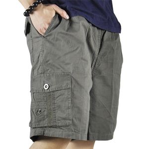 Summer 100% bawełniane spodnie męskie Strasznie ładunki Sężczyźni Kamuflaż w lupgy elastyczna pasa Talii Plus Plus męski krótki wielki rozmiar 220623
