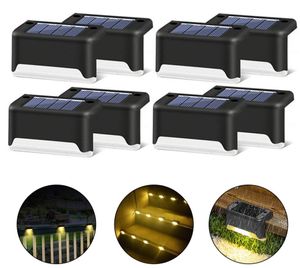16 SZTUK Solar LED Światła Pokładowe Na Zewnątrz Wodoodporny Ciepły Biały Stopień Ogrodzenia Balustrada Ogród Yard Dekoracje Kinkiet Schody Światła