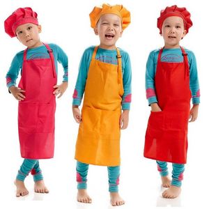 Commercio all'ingrosso personalizzare LOGO Bambini Grembiule da cuoco set Cucina Grembiuli per bambini con Cappelli da cuoco per la pittura Cottura Cottura Disegni fai da te FY3525