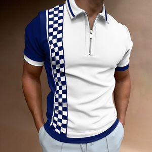 GEO Tryckt av högsta kvalitet Polos Plaid Check Print Polo Stylish Tees Polo Topps Tryck Mens Summer Casual Breatble Clothing Tshirt Skjortor