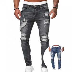 Men's Jeans Trendy Trousers Solid Color Bodycon Wear-resistant Slim Fit Spring PantsMen's Men'sMen's