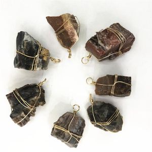 Подвесные ожерелья 5pcs Fashion Natural Stone Raw Ore Pendant