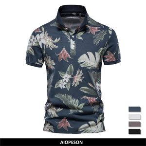 AIOPESON 100 Camisas Pólo de Algodão Estilo Havaí para Homens de Manga Curta Qualidade Roupas de Verão Casual Social 220606
