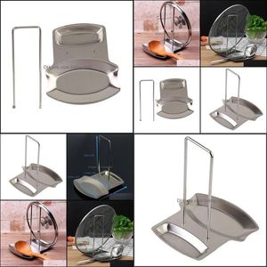 Altre pentole Cucina Sala da pranzo Bar Giardino domestico Pentola in acciaio inossidabile Coperchio Cremagliera Supporto per cucchiaio Porta fornello Organizzatore Stoccaggio Zuppa Poggia K