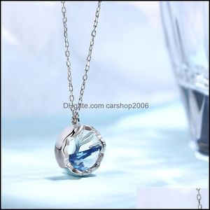 Pendant Necklaces Pendants Jewelry Huitan Fashion Delicate Round Necklace For Women Ocean Mermaid Tail R Dht6B