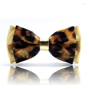 Bow Ties 2022 Brand High Quality Fashion Men Tie PU Leather Butterfly Party Club Gold Leopard Bowtie For Cravat With Gift Box Fier22