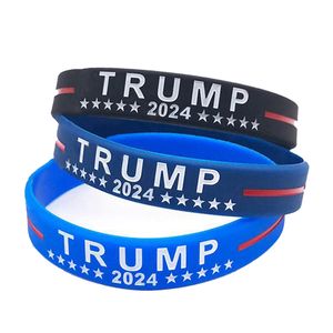 Trump 2024 Silikonarmband svartblå röd armbandsfest gynnar rädda Amerika igen