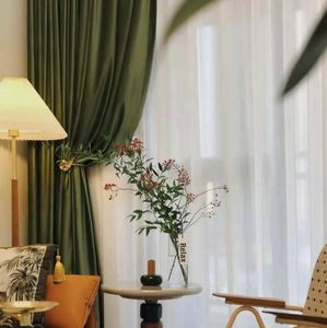 Занавеска шторы оливковые зеленые бархатные занавески северная современная гостиная спальня -спальня вилла затенения