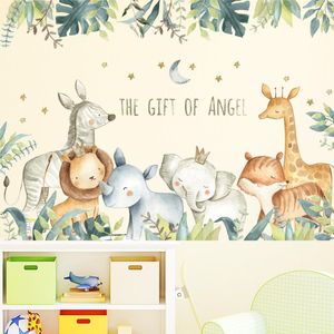 Adesivos de parede desenho animado para crianças e quartos para bebês girafa leão de elefante caseiro decalques berçário de jardim de infânciawallwallwall