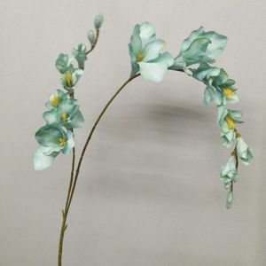 Decorative Flowers Wreaths Artificial Butterfly Orchid Silk Flower Wedding Party Fake Home Bouquet Decor Green Grass Plastic Plant Deco