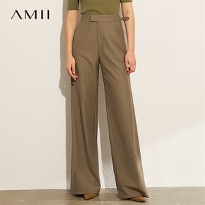 AMII minimalism Autumn British Style Solid Loose Women Wide Leg Pants Causal High midja Kvinna Long Pant 12070196 LJ201029