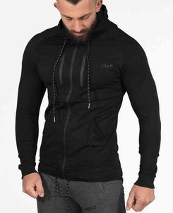 New men's hoodie with hat autumn and winter fashion men's zipper cotton sweatshirt men's casual tight hoodie L220704