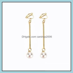 Ear Cuff ￶rh￤ngen smycken Korea Style Fashion Earring Non Piercing Female Models Long Imitation Pearl No Hole Women Earrin Dheru