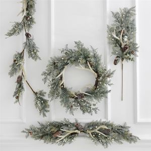 Nordic Artificial Garland Christmas Tree Decorations Rattan Ornaments Xmas Navidad Door Hanging Decoration Wedding Kitchen 201006