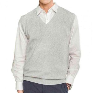 Men Knitted Vest Sleeveless Loose Warm Sweater Vest Men Solid Color V-neck Sweater Waistcoat Sweater Vest Top ropa hombre L220730