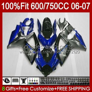 Suzuki GSXR 750CC 600CC 750 600 CC 06-07 GSXR600 GSXR750 K6 GSX-R750 06 07 GSXR-750 GSXR-600 2006 2007注入型フェアリンググレーブルーBLK