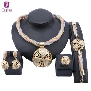 Dubai Colorful Crystal Necklace Earring African Jewelry Set For Women Italian Bridal Jewelry Sets Wedding Accessories