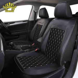 Pu Leather Universal Car Seat Cover Artificial Suede Diamond Mönster Fit för de flesta bilar avancerad lyxbilinredning H220428